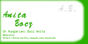 anita bocz business card